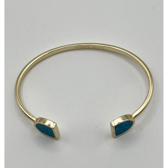 Kendra Scott Gold Tone Cuff Bracelet With Blue Stone Insets - Picture 3 of 8